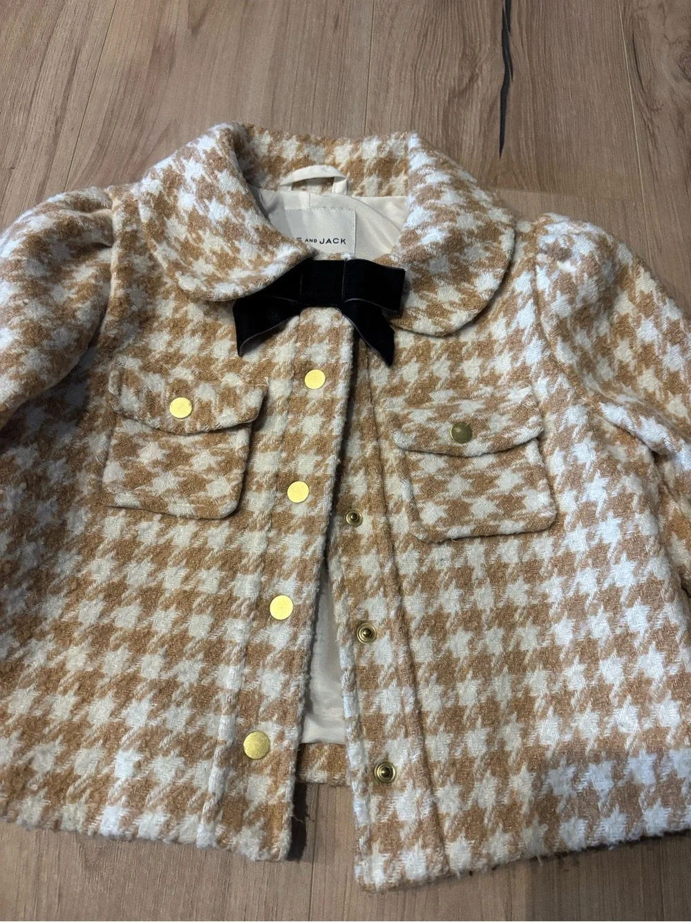 Janie and Jack Cream and Tan Houndstooth Tweed Set